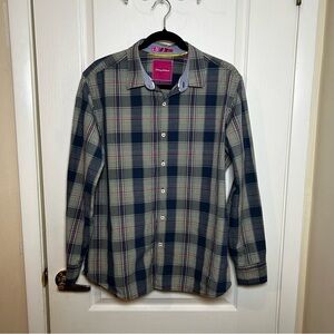 Tommy Bahama Women’s Long Sleeve Button Down Plaid Blue/Pink Size Large